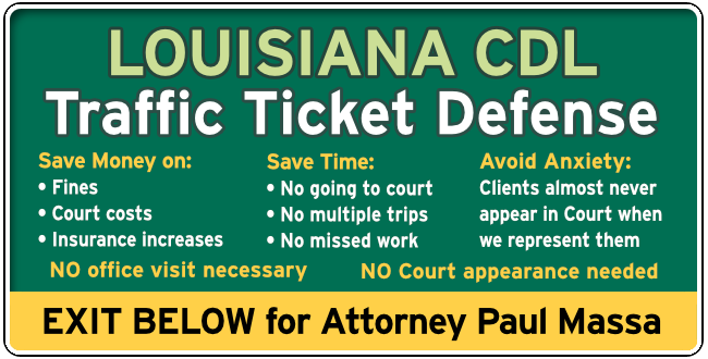 Second Jefferson Parish, Louisiana CDL Commercial Drivers speeding Ticket graphic 1