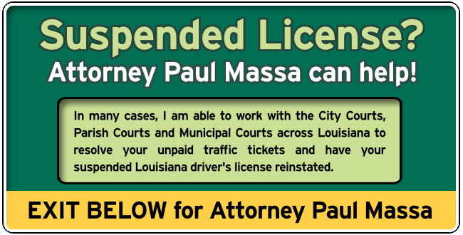 Second Jefferson Parish, Louisiana Louisiana Suspended License Attorney Paul Massa Graphic 1